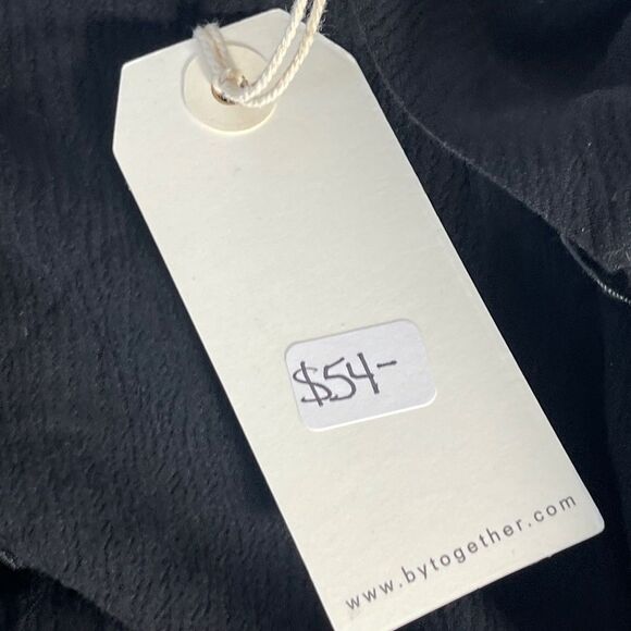 By Together NWT Black Round Neck Raw Hem Gauze Top Lace Detailing on Front Sz S - Picture 7 of 11